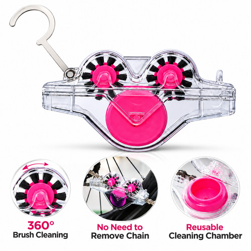 Pink bike chain cleaner kit - chain,